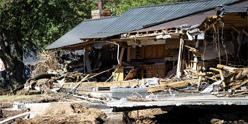 house gutted by flood